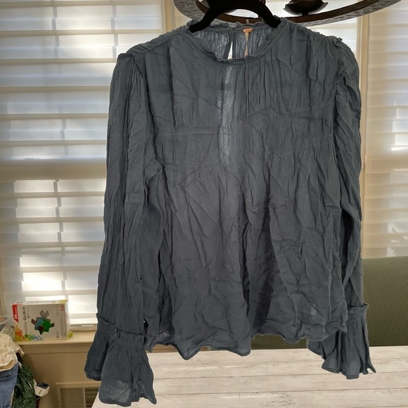 Free People Blue Top Bluose Size M Blue Metal NWT - Picture 3 of 6